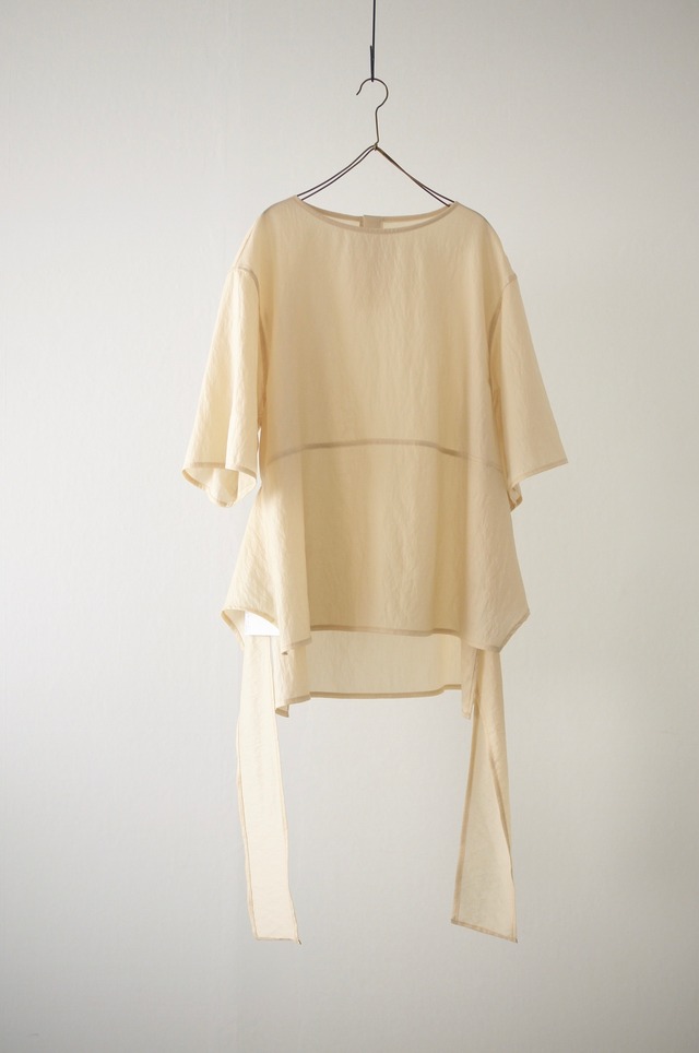 TENNE HANDCRAFTED MODERN / half sleeve pullover（ CREAM・LIGHT BLUE ）
