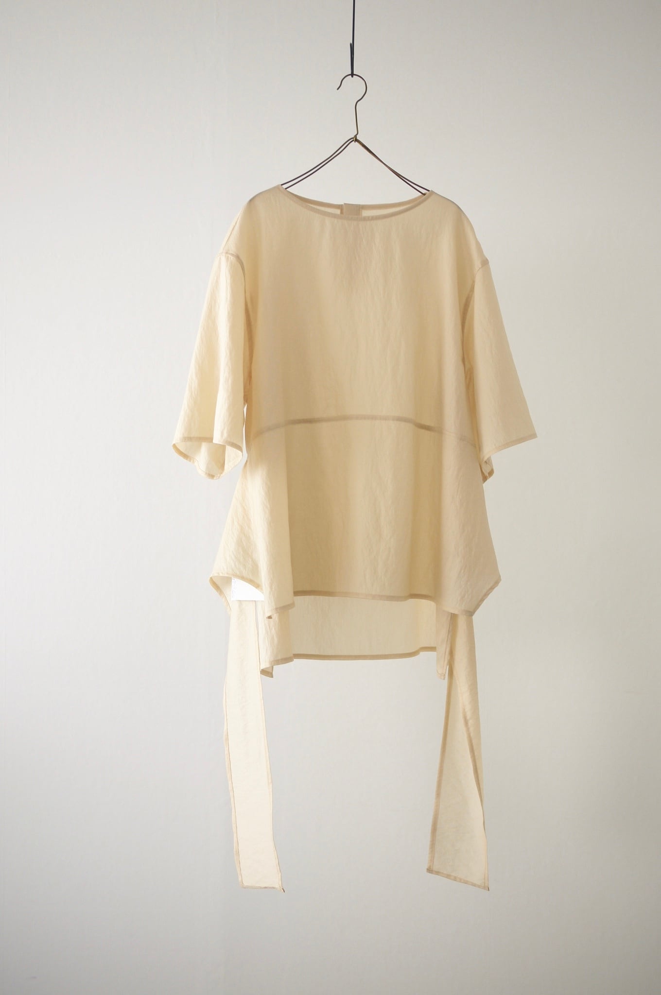 TENNE HANDCRAFTED MODERN / half sleeve pullover( CREAM・LIGHT BLUE )