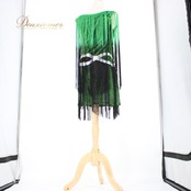 社交ダンス 衣装 ラテン ドレス ワンピース パーティ衣装 Leirena レイリーナ 黒 緑 グリーン系 ブラック系 フリンジ キラキラ 袖なし フリンジドレス ダンス衣装 ブラックグリーン スパンコール 装飾 豪華 演奏会 衣裳 おしゃれ 舞台 発表会 ジャズダンス 踊りやすい 伸縮素材 カスタムフィット ショートドレス 夜会 見せパン ひらひら