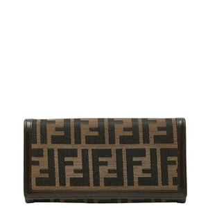 フェンディ ズッカ 長財布 30851 ブラック ブラウン キャンバス レザー レディース FENDI 【中古】