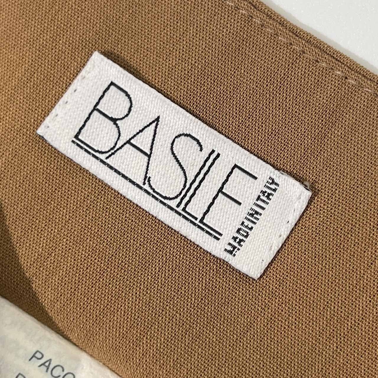 イタリア製 BASILE バジーレ ベルト付きデザイン サマーウール ロングスカート 44 /キャメル/レディース