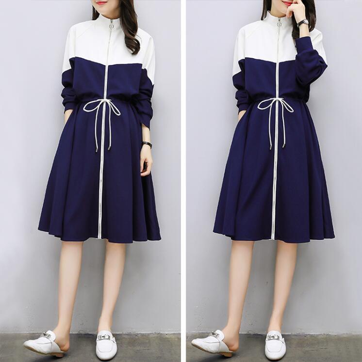 夏セール バイカラー ワンピース スポーティー 長袖パーカー Lnsk0923 Running Piggy