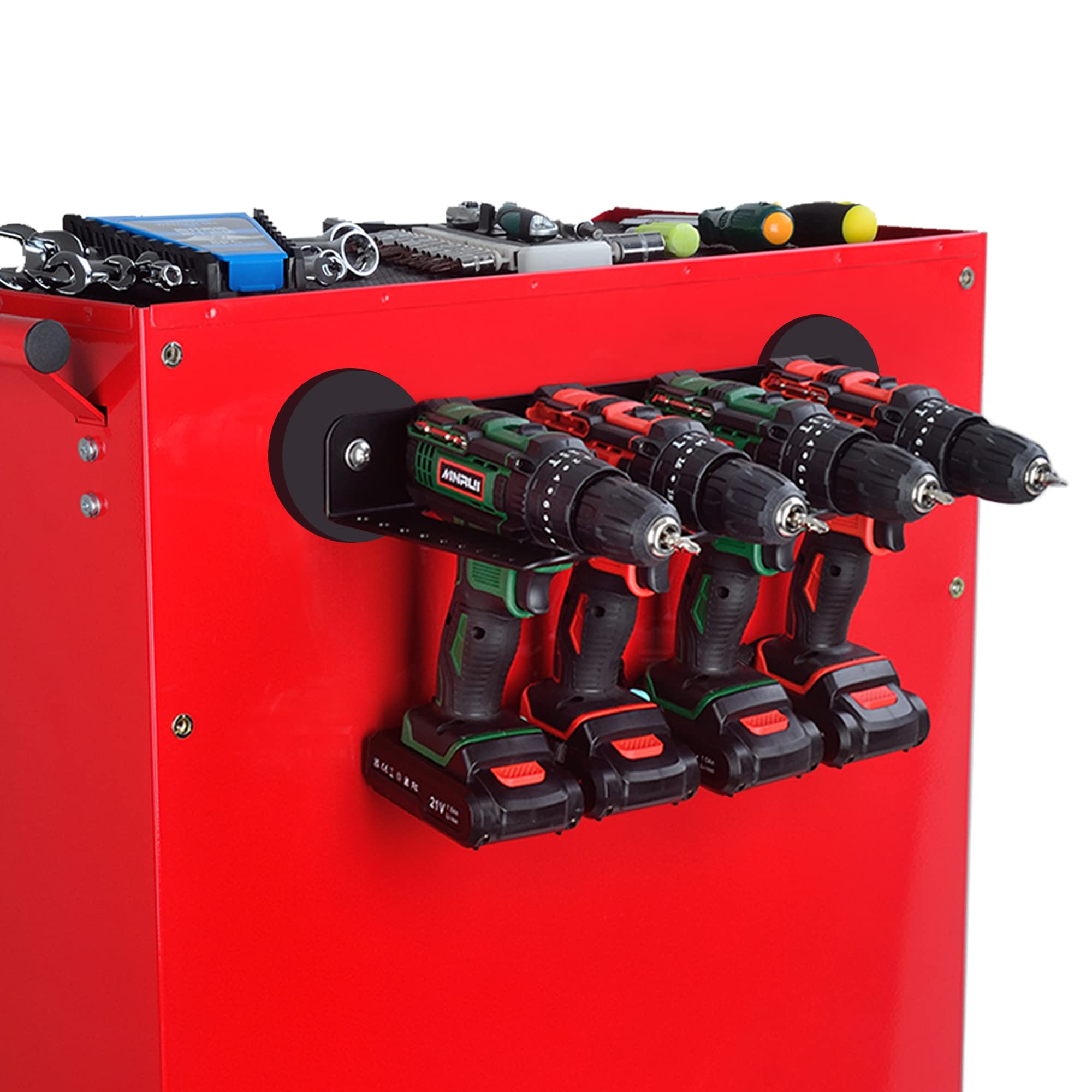 ULIBERMAGNET マグネット電動工具オーガナイザー ユーティリティストレージラックシェルフ ドライバーホルダー付き 壁マウント 高耐久 コードレスドリルホルダー 取り外し可能なツールラック ガレージ、ワークショップに最適
