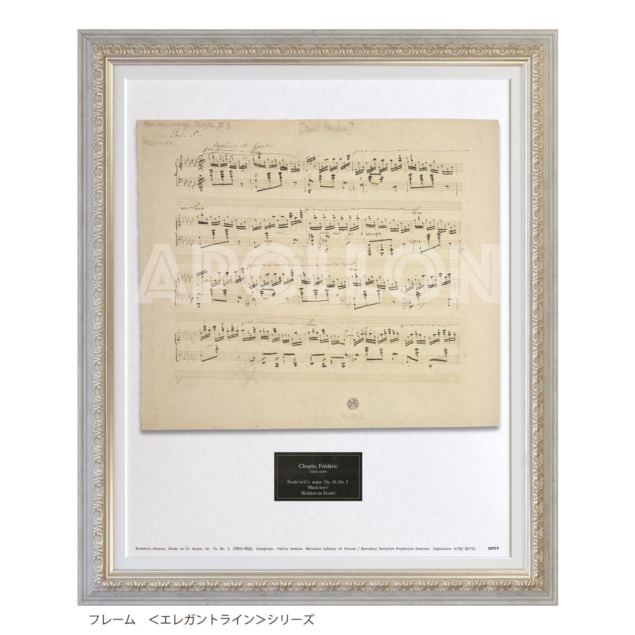 ショパン 自筆譜アートフレーム：「黒鍵のエチュード」 エチュード 変