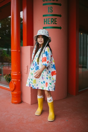 【23SS 】maed for mini( メイドフォーミニ )wide fit dress with puffy sleeves and button　Multi colour flowers ワンピース