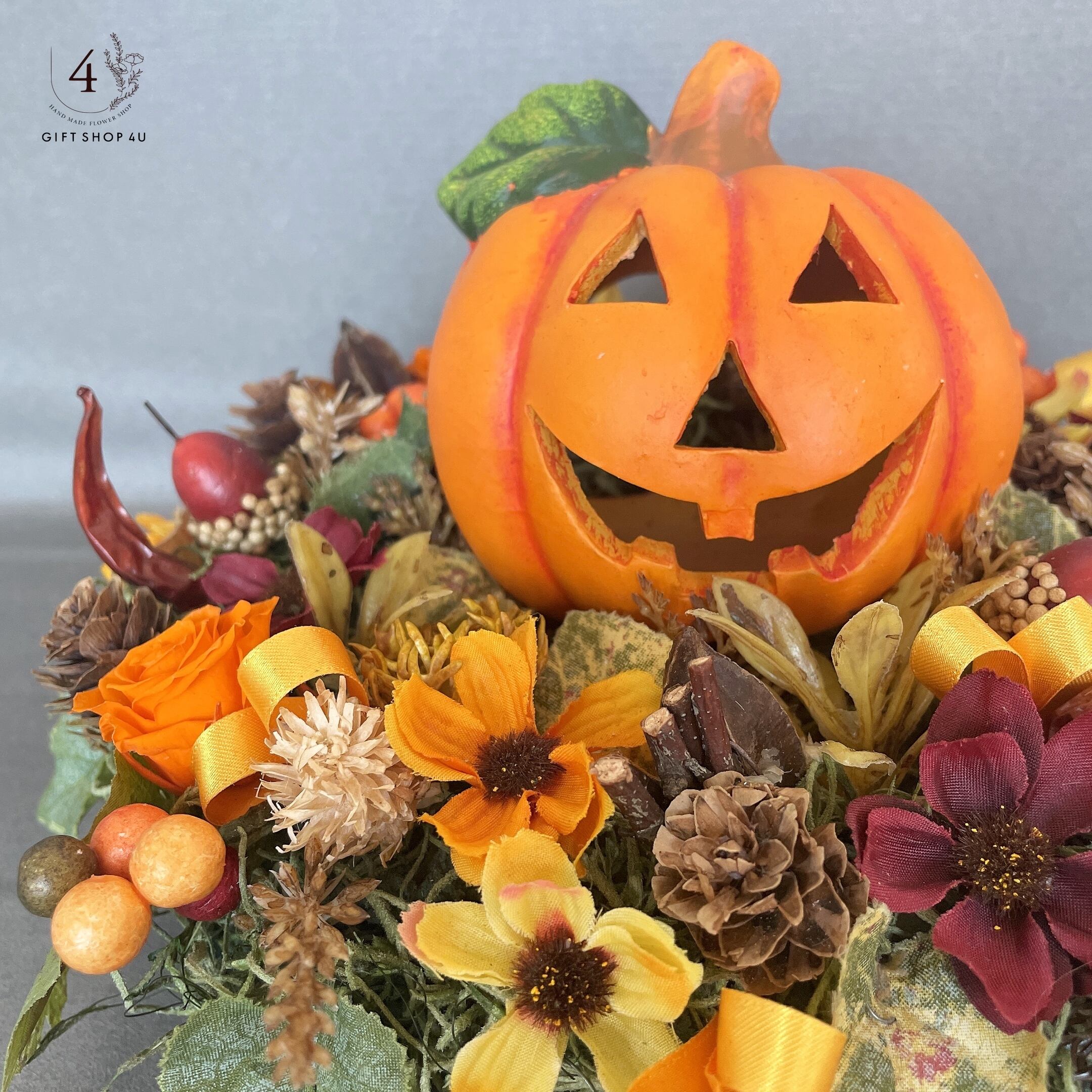 ハロウィンアレンジリース❣️H♡Y☆mama確認用❣️3つセット❣️ ハロウィン】ハロウィンテーブルリースアレンジ プリザーブドフラワー