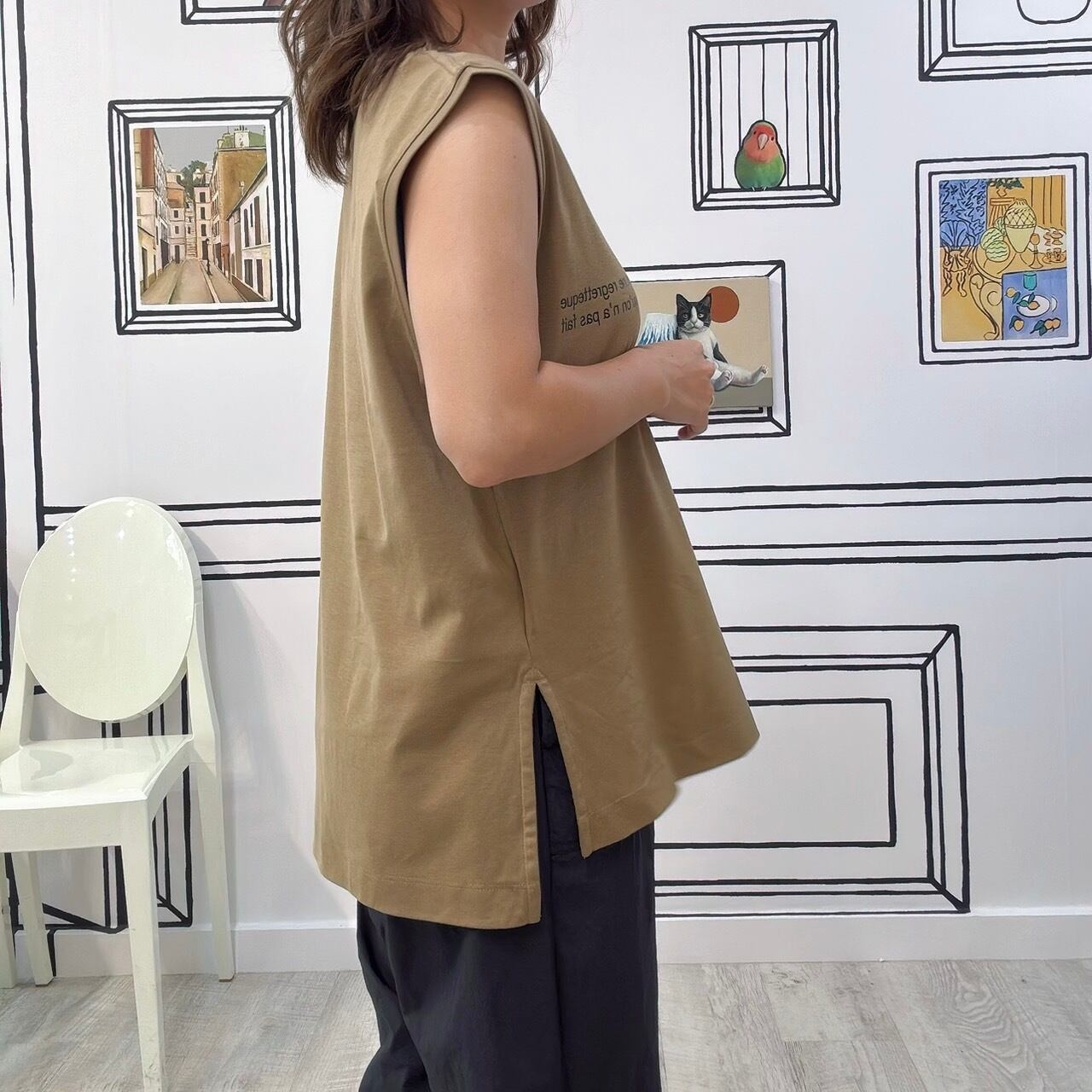 アシメロゴノースリーブプルオーバー