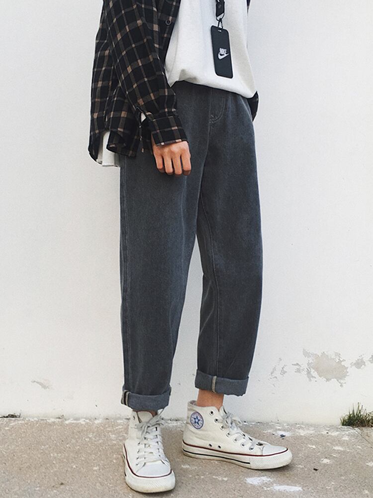 全2色 デニム パンツ ストレート カジュアル サイドライン