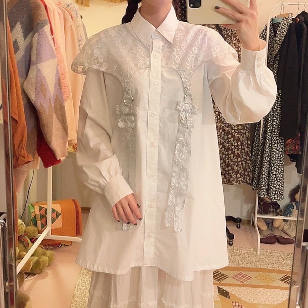 original : spark ribbon shirt mini one-piece