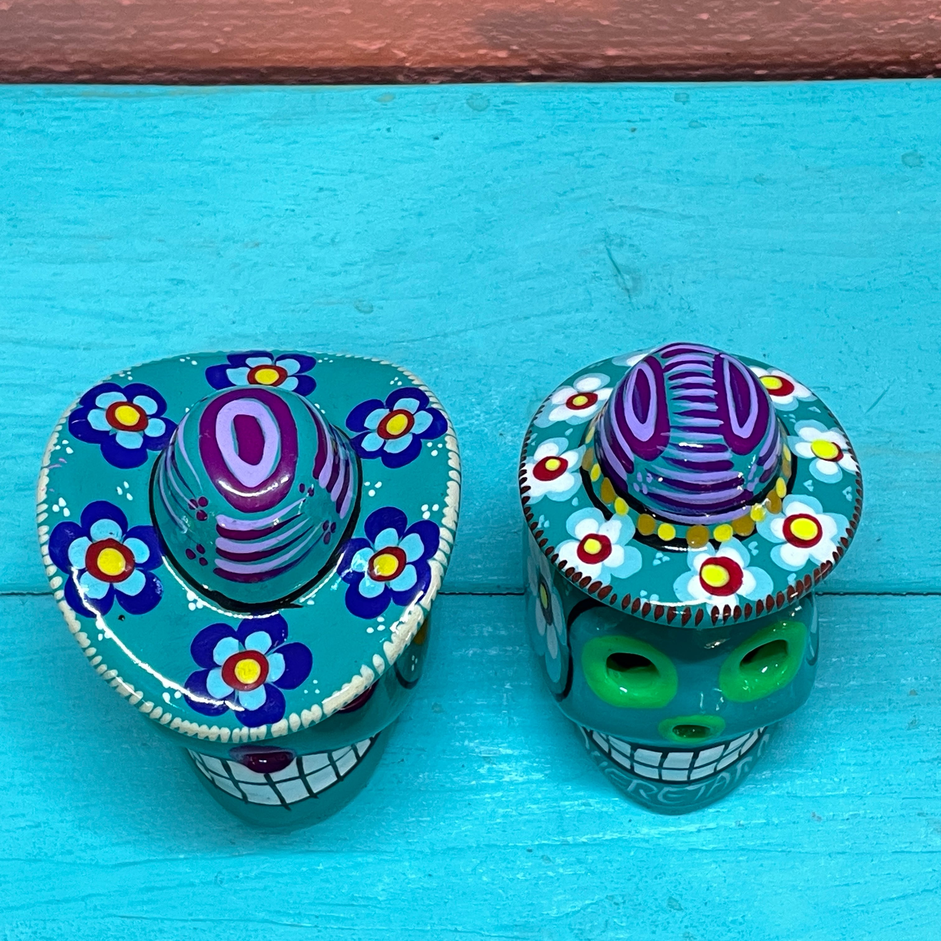 メキシコシティ 陶器のカラベラ ソンブレロ GN Mexico city Calavera