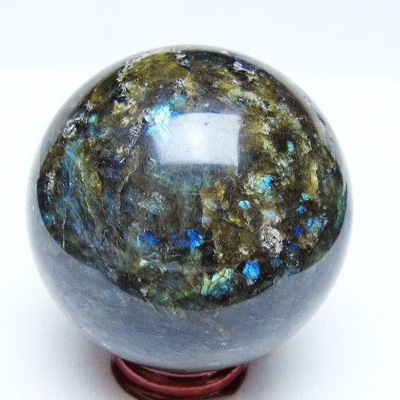 ラブラドライト 丸玉 73mm スフィア 置物 一点物 151-9122
