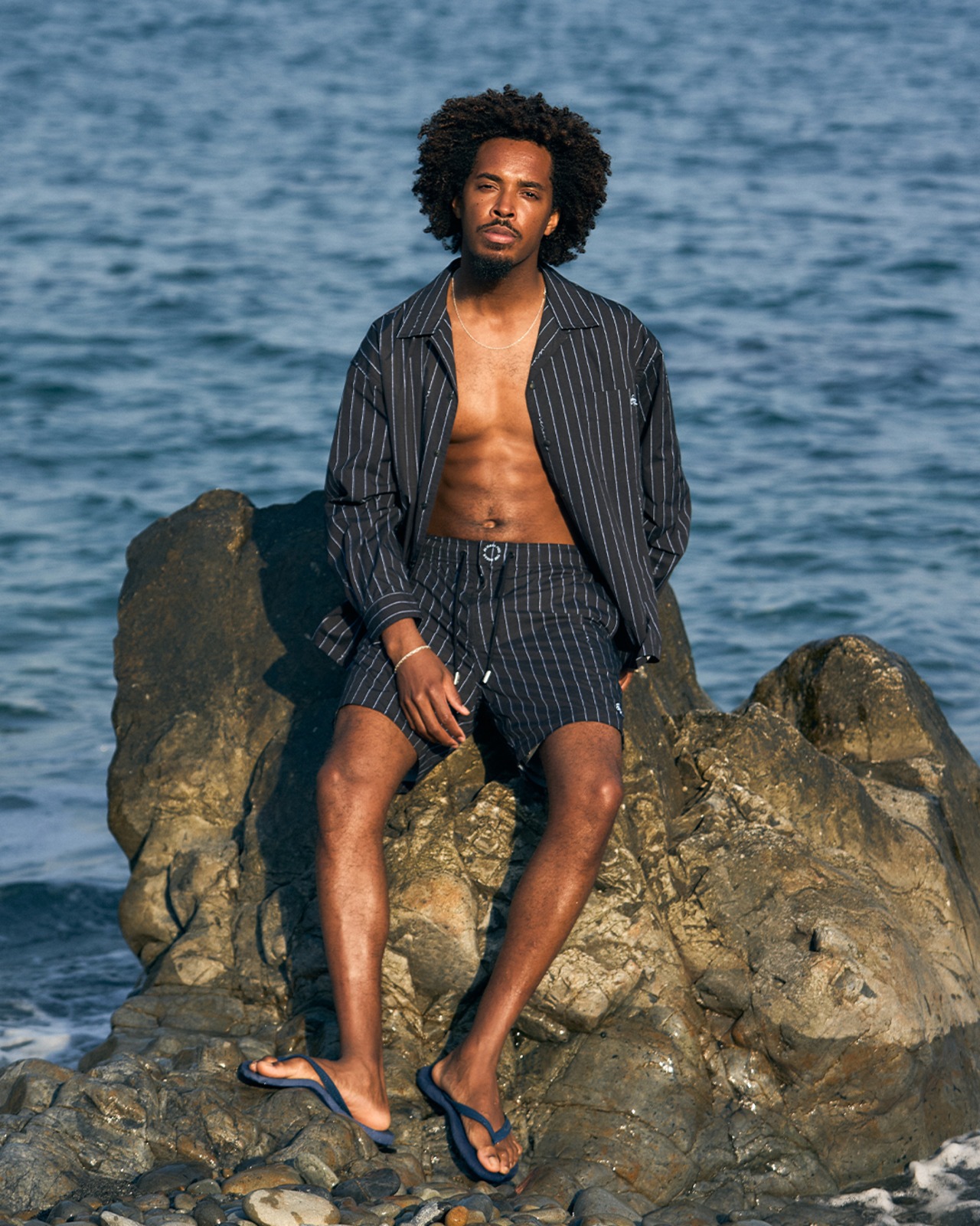 【SUNS】PIN STRIPE LOGO BOARD SHORTS［RSW104］