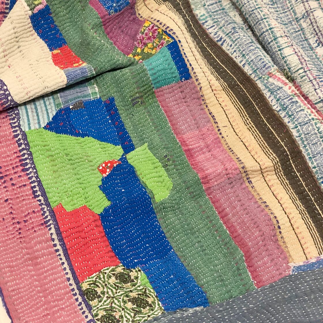 変形パッチワークが可愛いヴィンテージラリーキルト 刺し子 刺繍 