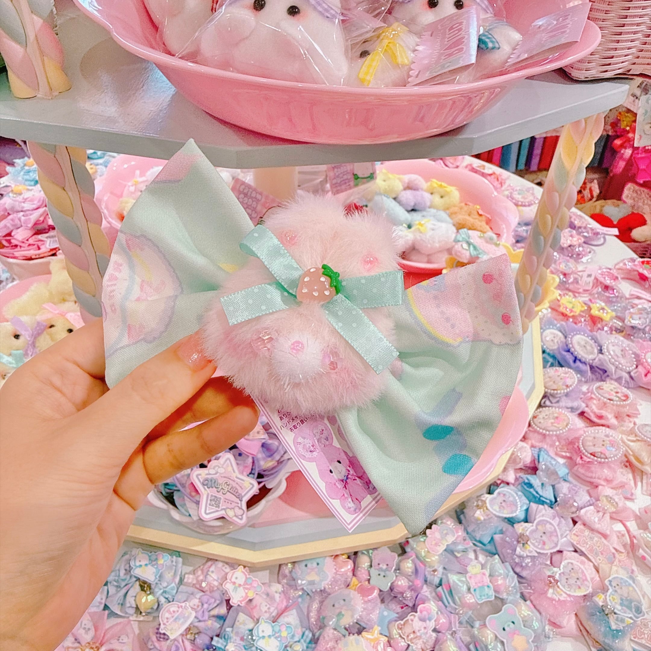 【A4】110-7ぬいぐるみ付きリボンヘアゴム