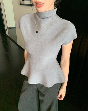 ハーフハイネックペプラムニット 3color A1005