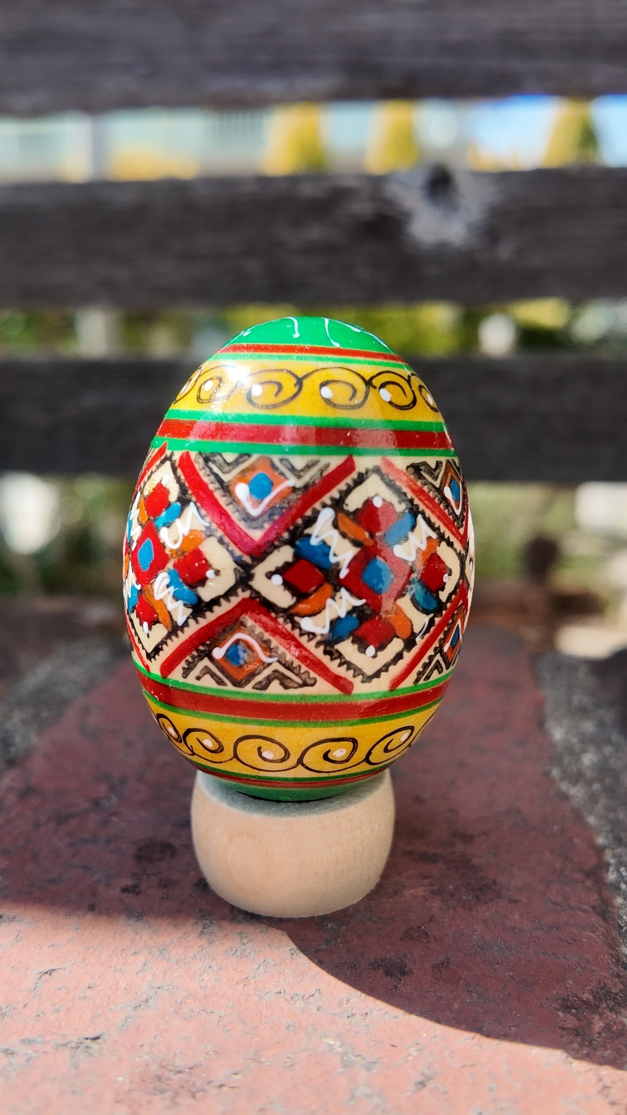 装飾用木製プィサンカ（イースターエッグ）with stand　コロミヤモデル - 2