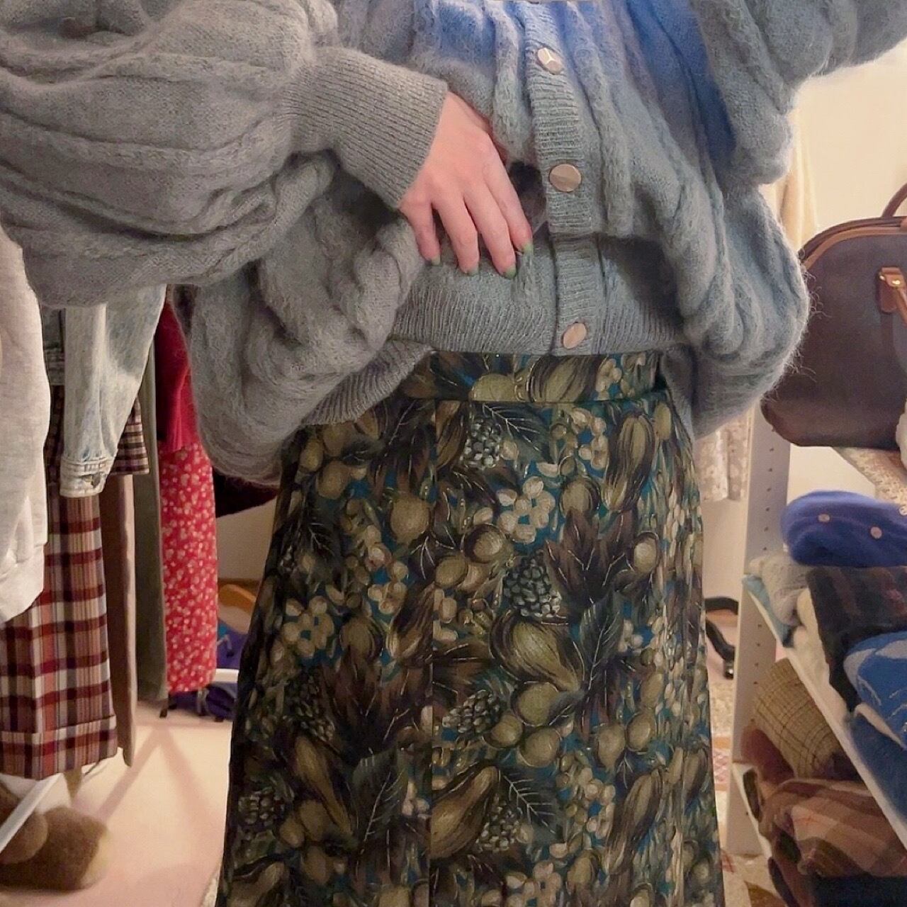 la france green flare skirt