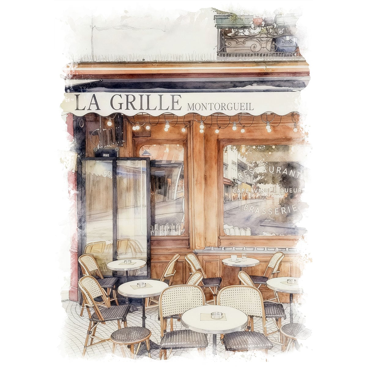 絵画 フランス 風景画(街並み) パリのレストラン インテリアアート額