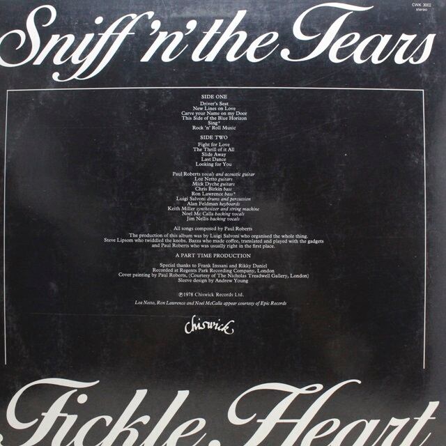 Sniff 'n' The Tears / Fickle Heart [P-10869Z] - 画像2