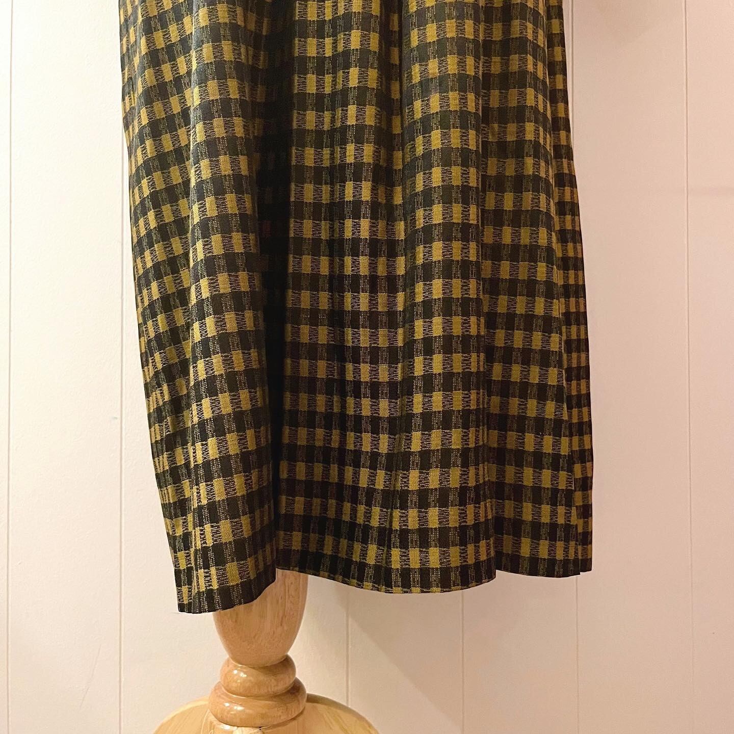 yellow black check one-piece