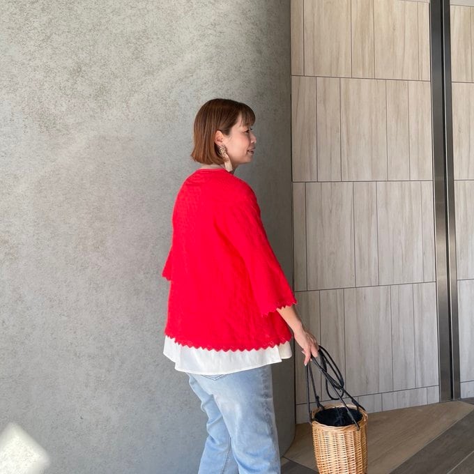 赤い木綿の可愛いブラウス 赤い木綿の可愛いブラウス