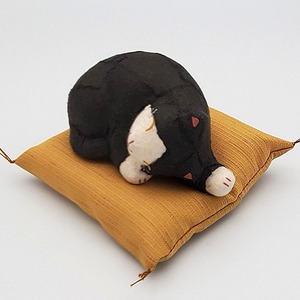 ちぎり和紙のカワイイ眠り猫(黒ねこ)