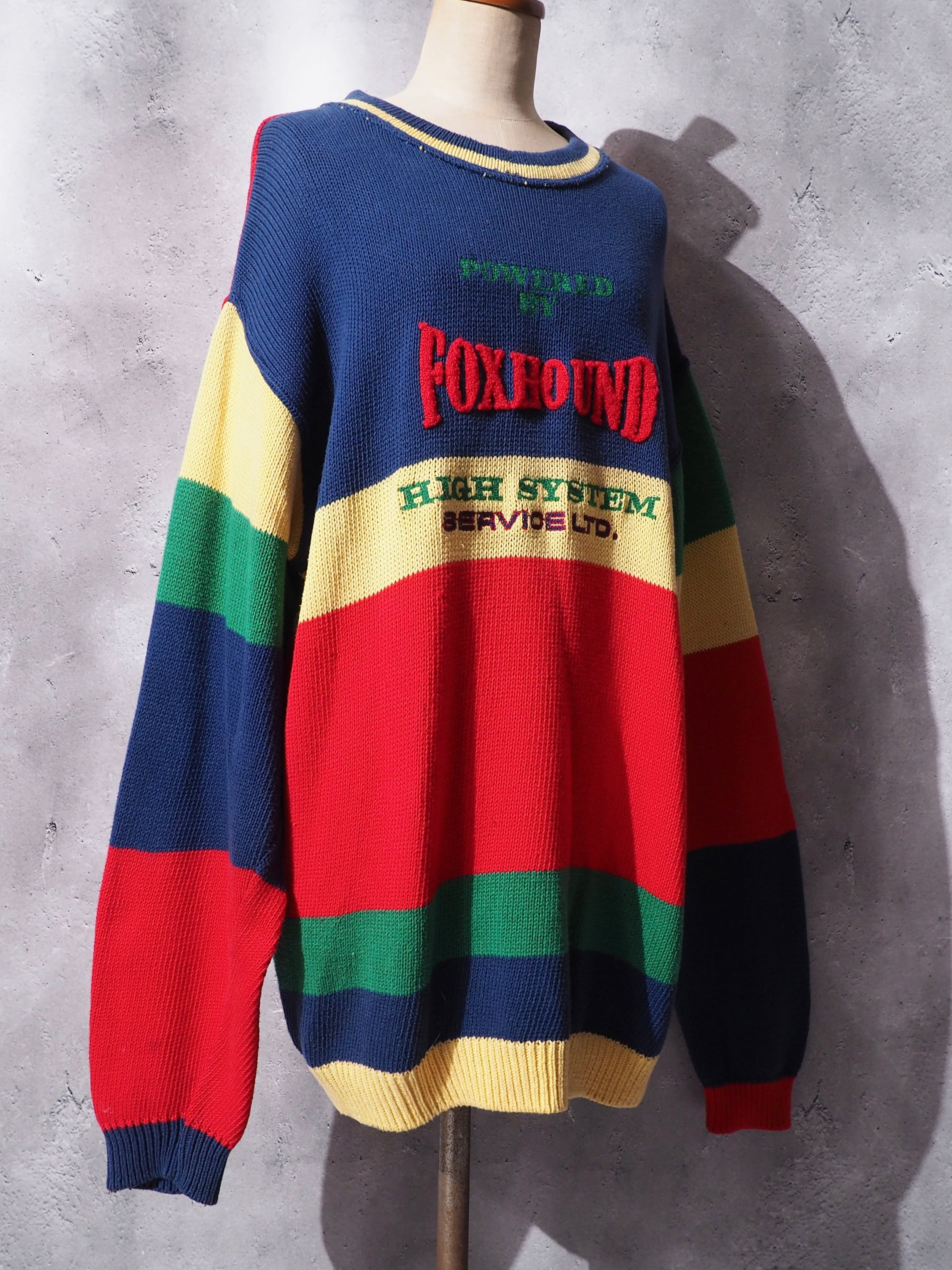 ” Foxhound ” Mulch color Border Design vintage loose knit(made in Italy)