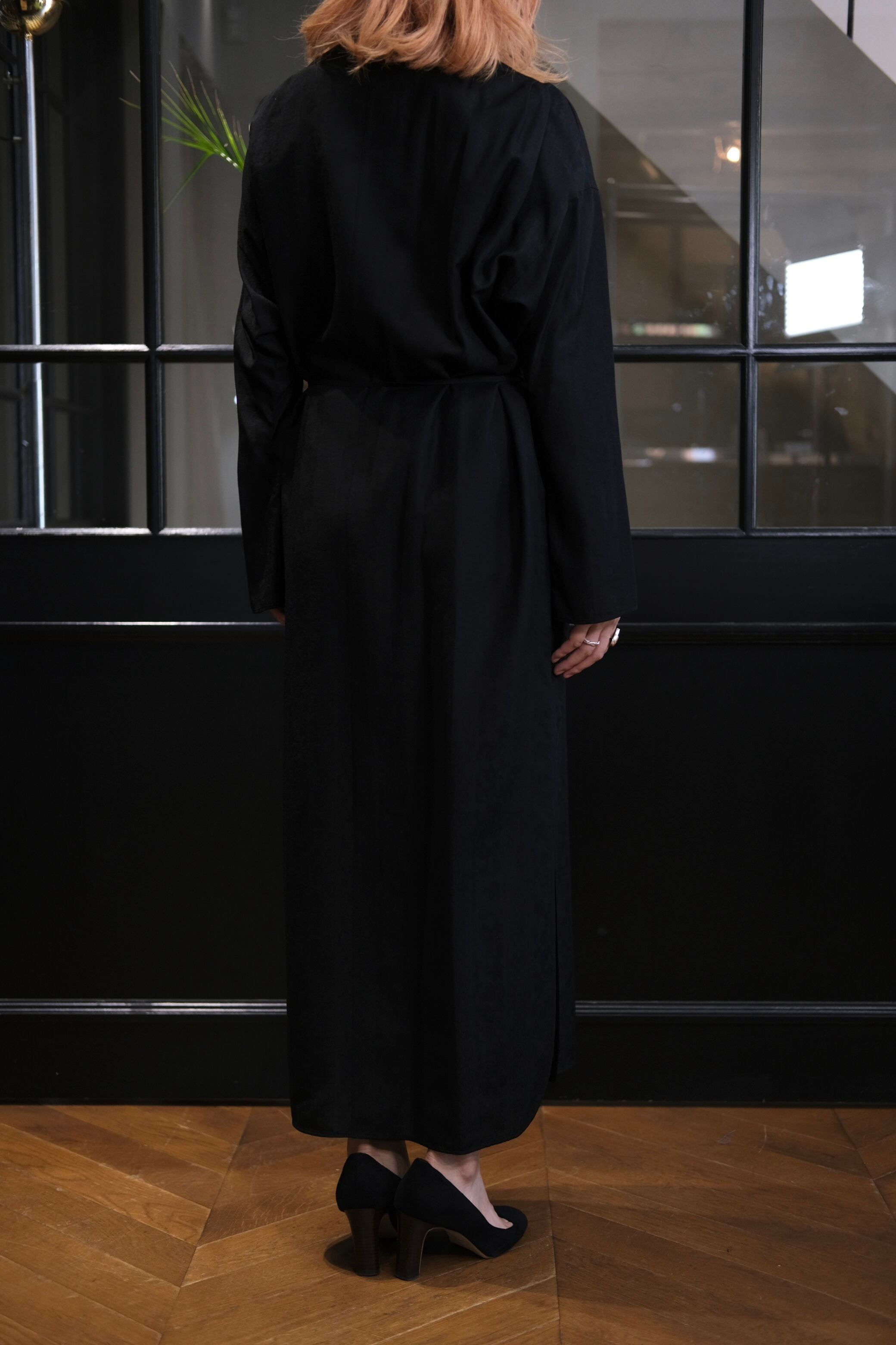 Mame Kurogouchi】Floral Pattern Silk Rayon Jacquard I-Line Dress