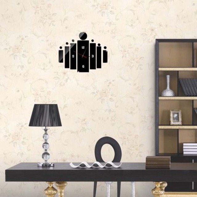 ファッション3d diy現代デジタル壁ミラークロックステッカークリスタルミラー用リビングルームの装飾