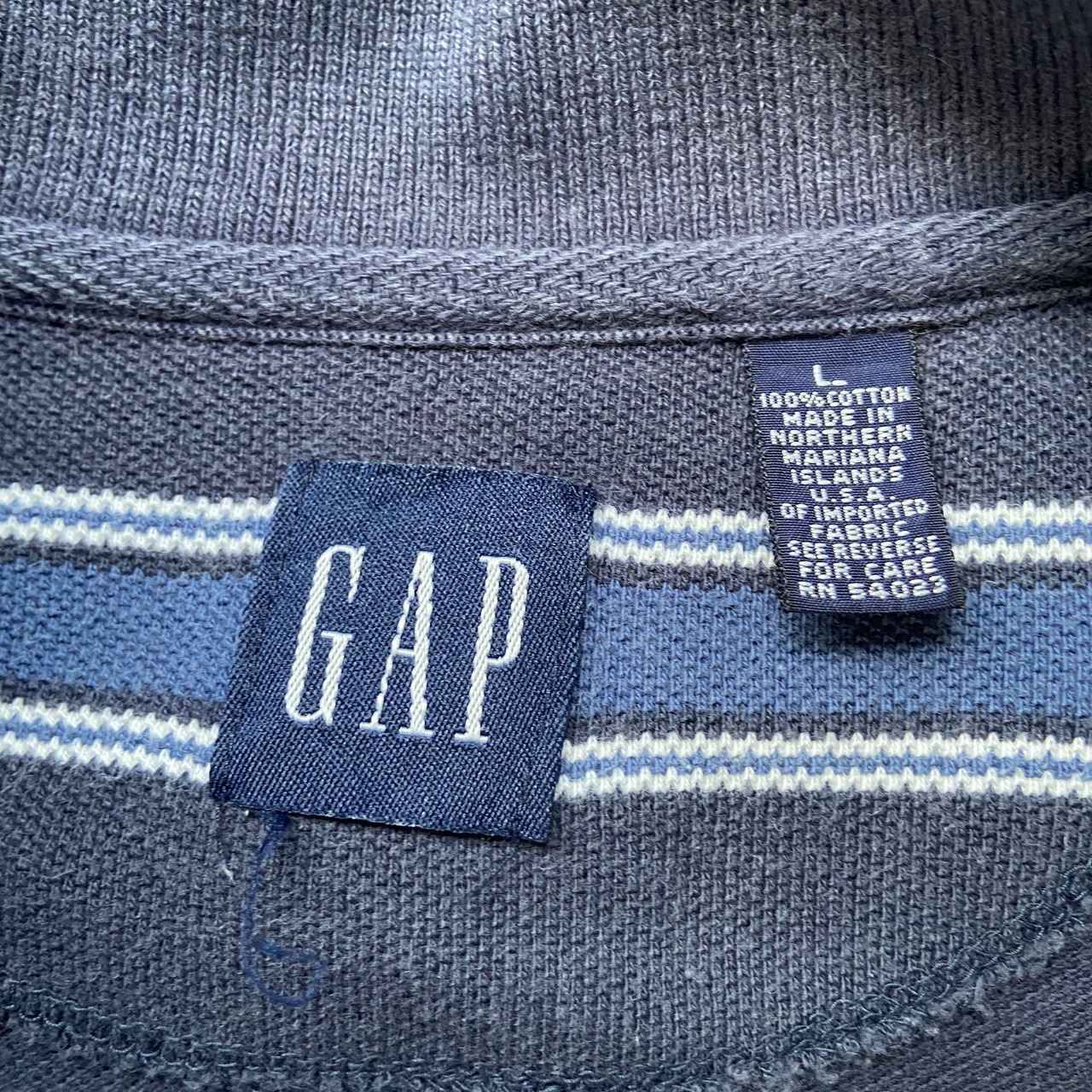 90年代 OLD GAP オールドギャップ 鹿の子 ボーダー ポロシャツ メンズL 