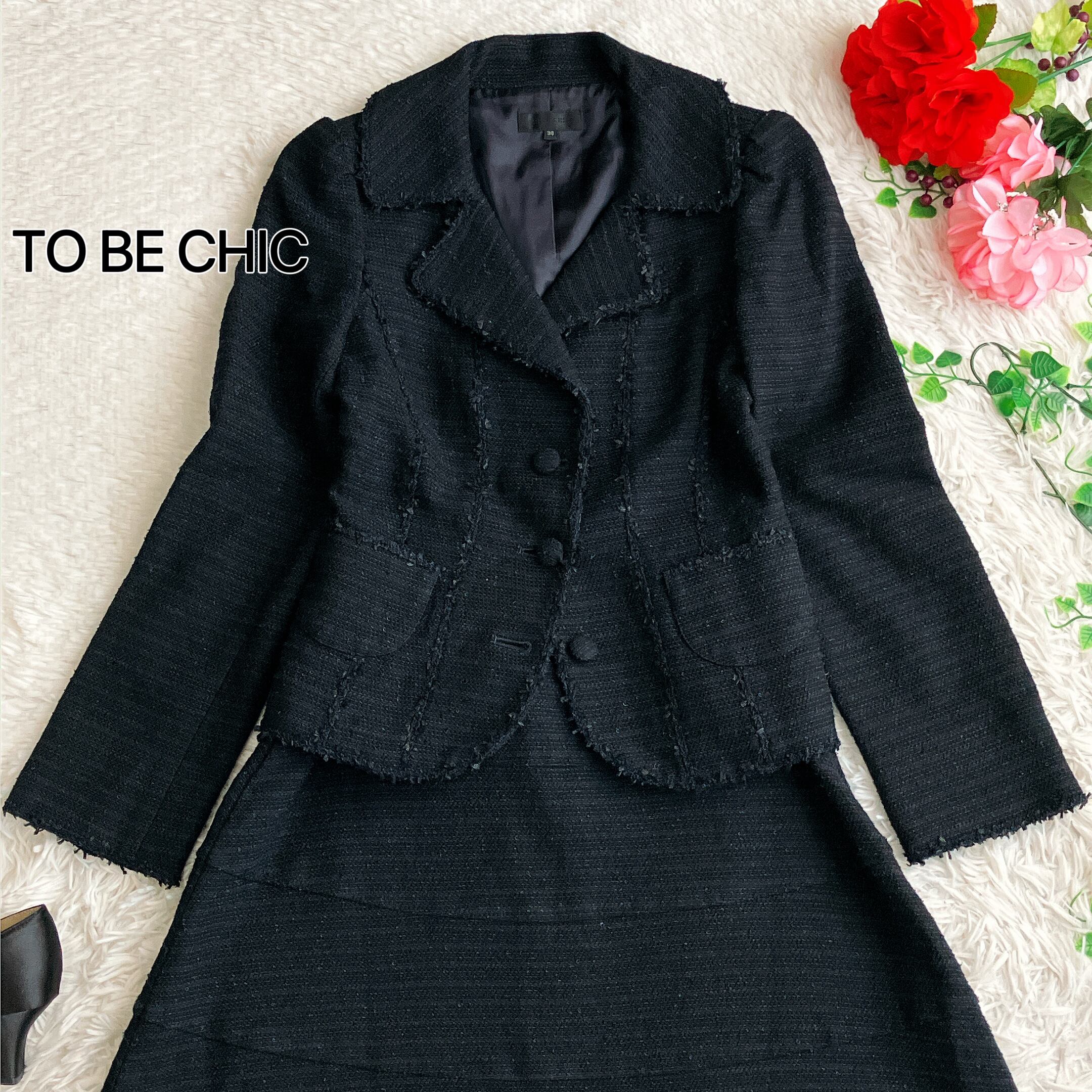 ESCADA エスカーダ☆ツイード スカートスーツ シルク ラメ【大きいサイズ】