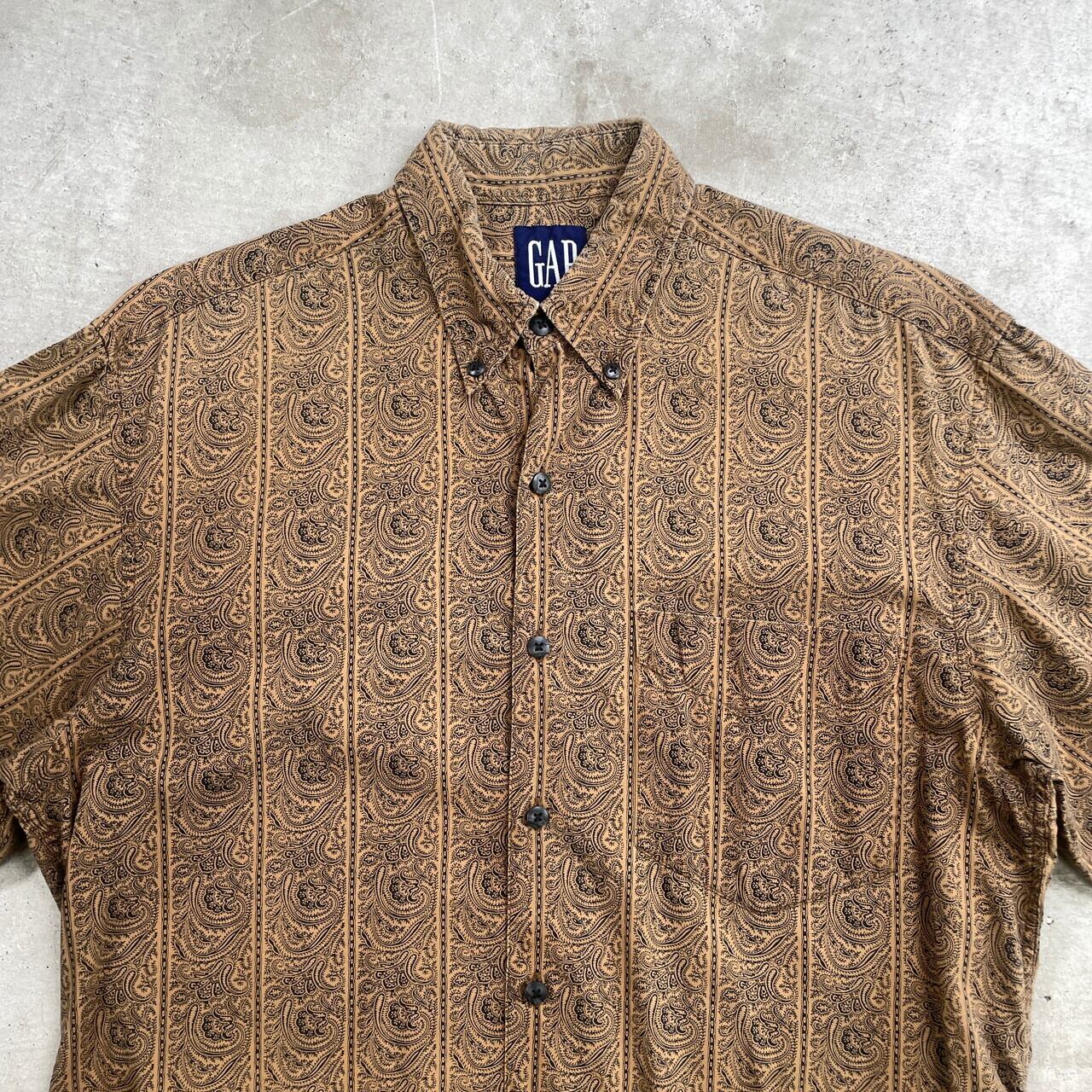 90年代 GAP オールドギャップ 長袖 ペイズリー柄シャツ メンズM相当