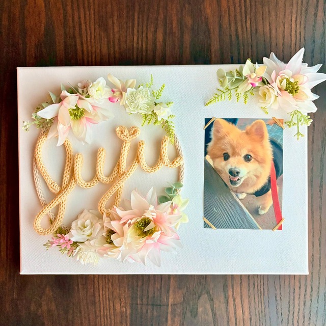 【恋するリース／フォトキャンバス】ニュアンスホワイト（※文字の毛糸はお好きなカラーを）