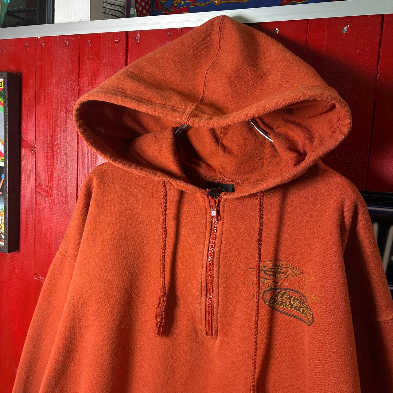 00s Harley-Davidson / ハーフジップパーカー / HD / MIAMIフロリダ / バックプリント / オレンジ