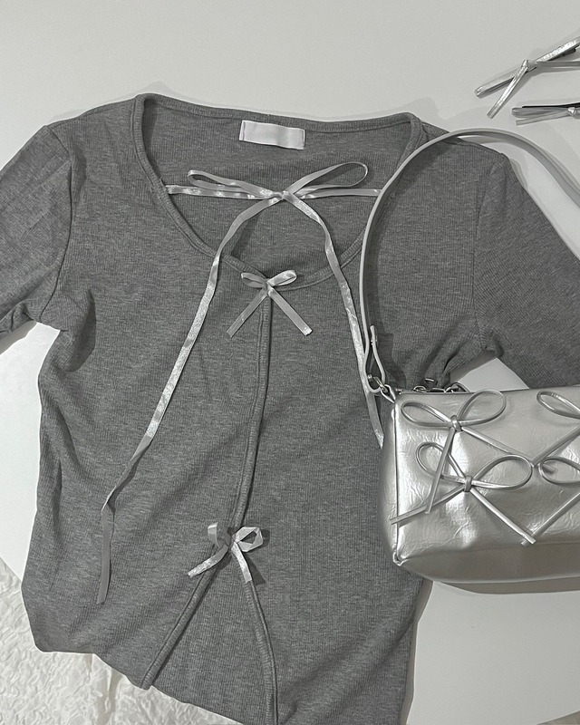 【more than cutie pie】2way ribbon rib knit