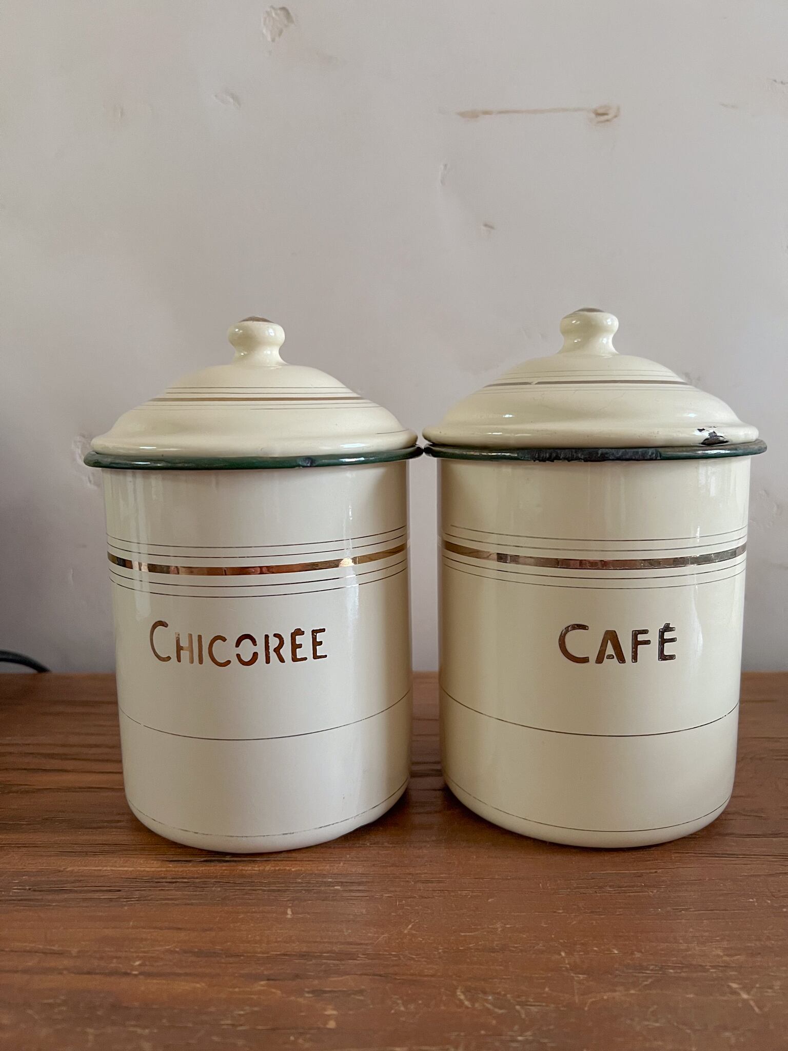 クリーム色のキャニスター(A) cafe フレンチアンティーク ヴィンテージ