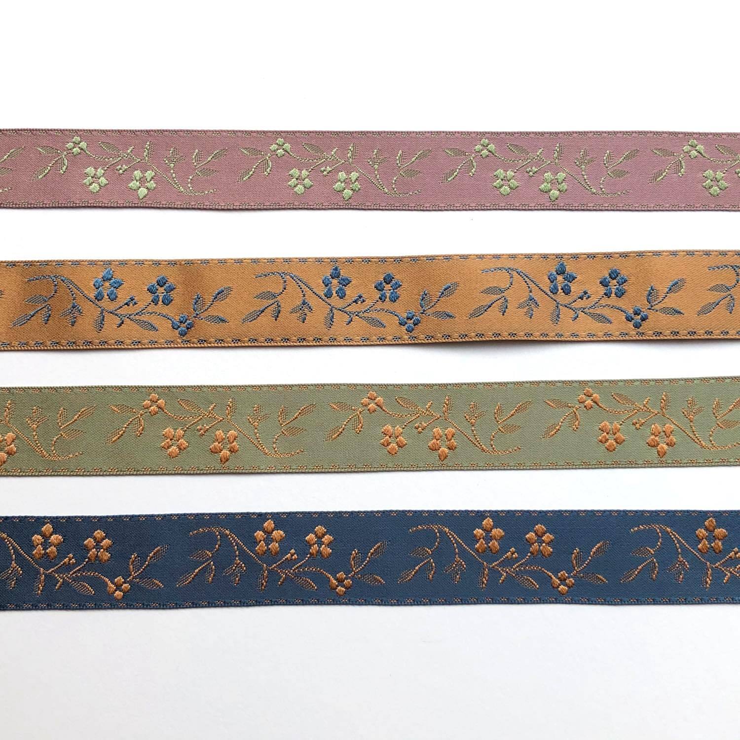 再入荷〉MOKUBA お花模様入りジャガードリボン（1mカット） | Dua