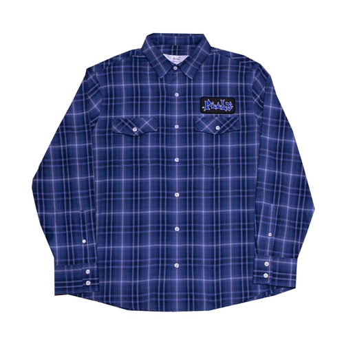 PEELS / BLUE FLANNEL WITH BARB PATCH SHIRT