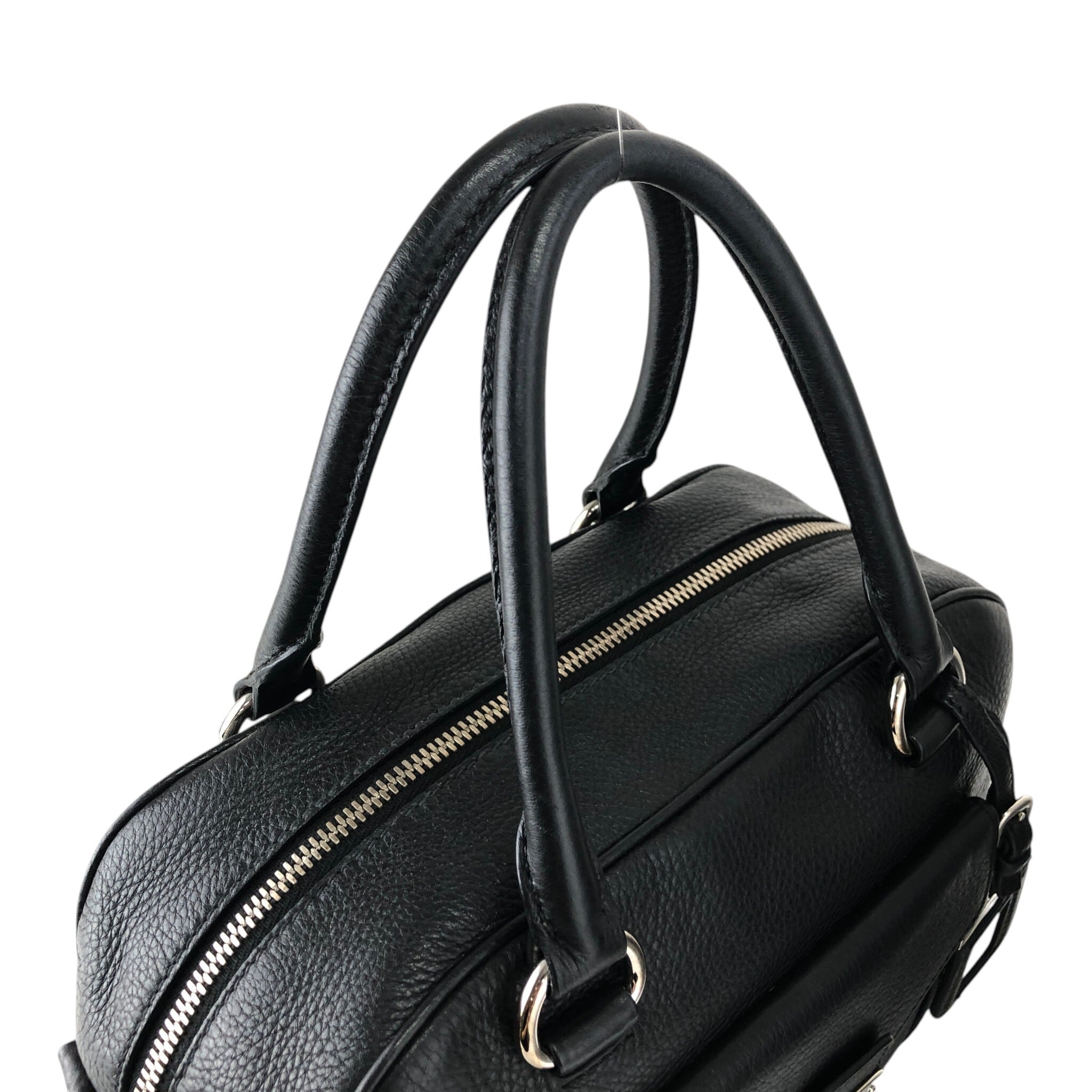 PRADA プラダ ショルダーバッグ ブラック ロゴ プッシュロック レザー