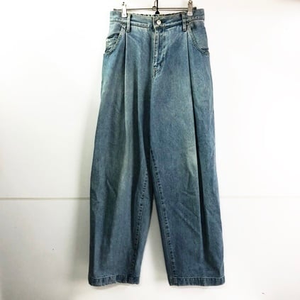 NEON SIGN　ネオンサイン　USED WIDE DENIM SLACKS　タックワイドデニムパンツ　スラックス　1　ブルー系【表参道t07】 |  ブランド古着Brooch powered by BASE