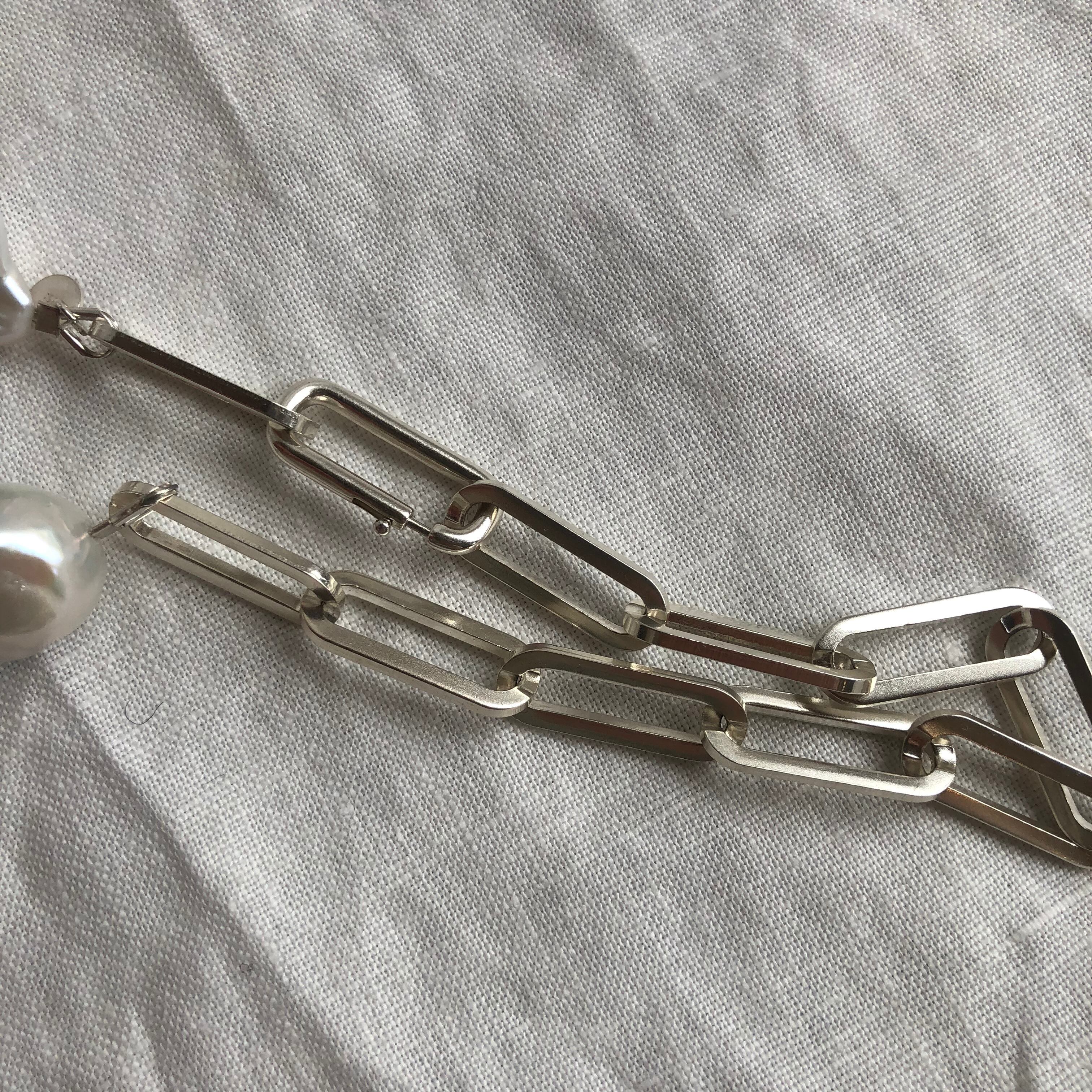 バロックパール×リンクチェーンネックレスsilver925 Doux grain Doux grain バロックパール×シルバーリンクチェーンネックレス