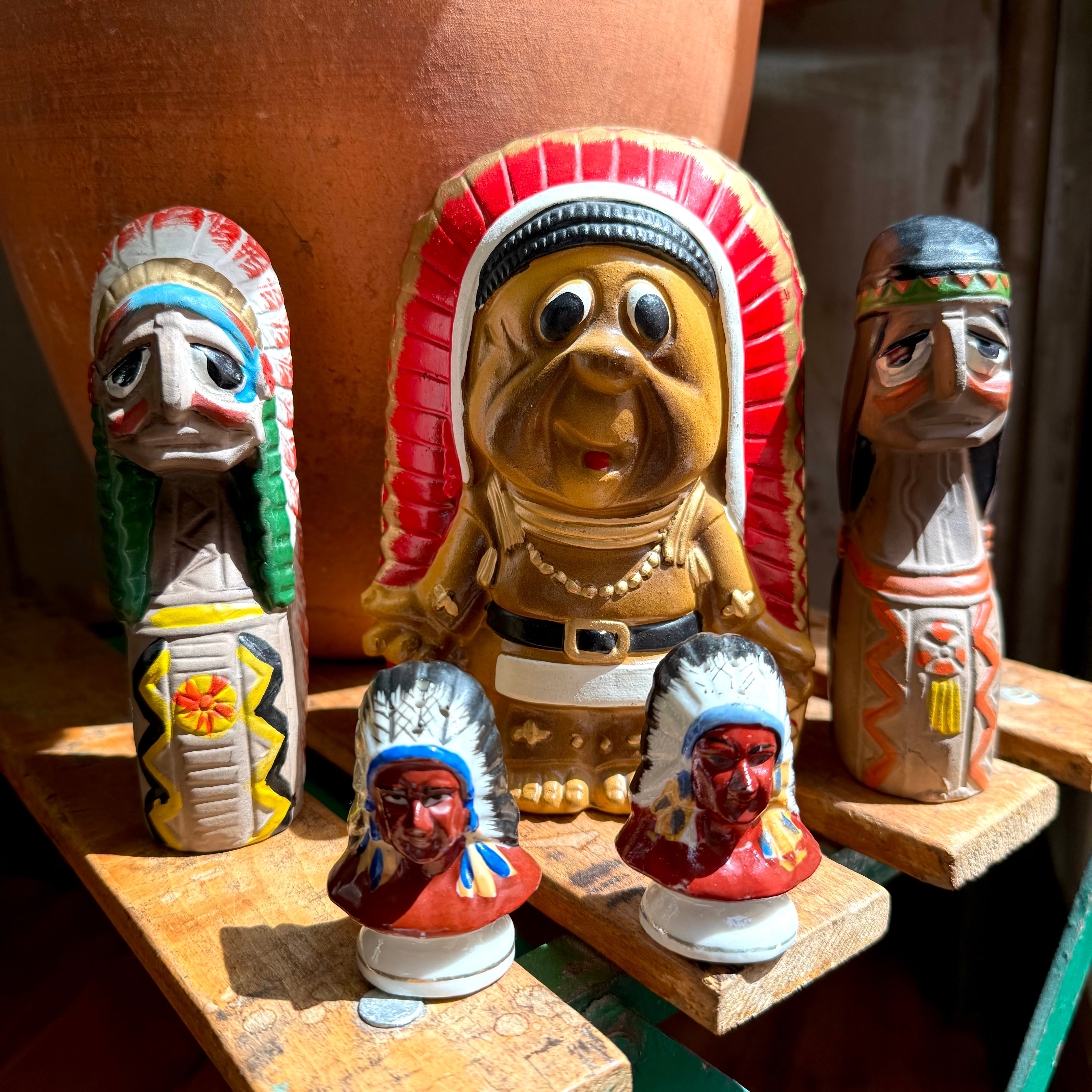 イタリア製 action製 ペンシルベニア輸入 中国皇帝 約30cm Vintage Native American Solt & Pepper Shaker ネイティブアメリカン