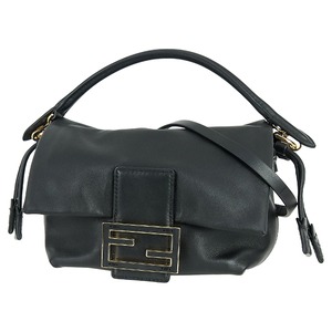 Used FENDI フェンデイ マンマバゲット スモール ブラック ゴールド金具 ナッパレザー 2WAY ハンドバッグ ショルダーバッグ 8BS105 美品