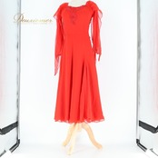 社交ダンス 衣装 スタンダードドレス ワンピース ドレス レッド系 セキネ SEKINE 日本製 赤 レース デモ パーティ 発表会 おしゃれ 可愛い 女性用 エレガント ダンス衣装