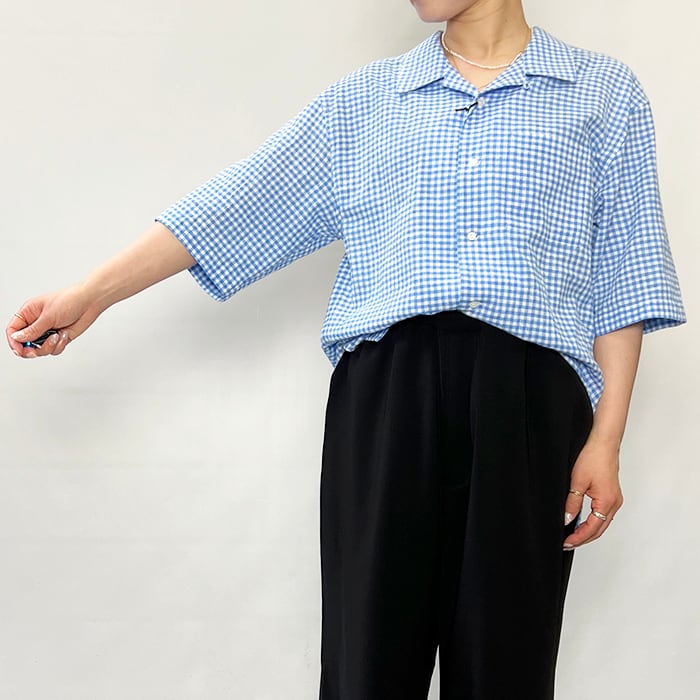 awasa アワサ awasa open collar s/s check shirt aws5-sh003 2026春夏