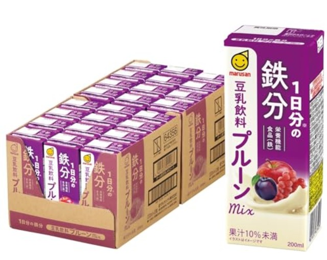 マルサン 1日分の鉄分 豆乳飲料プルーンMIX 200ml×24本