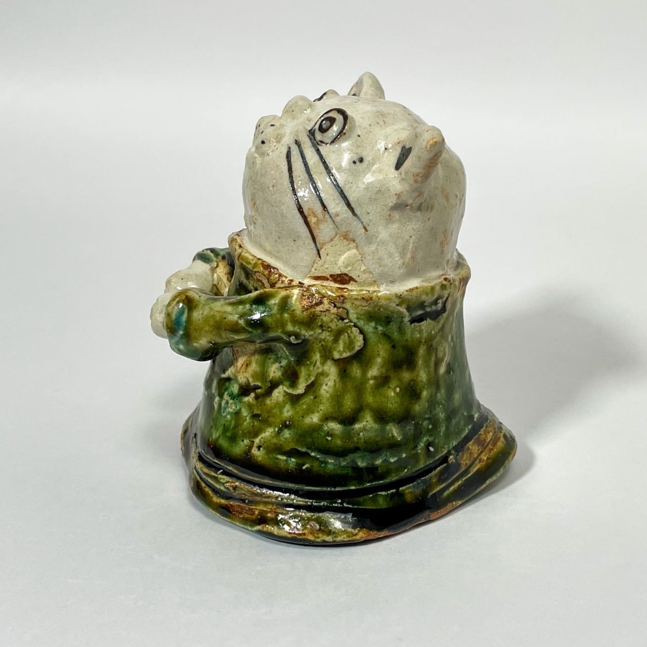 猫陶人形【緑の服】 | 早蕨窯