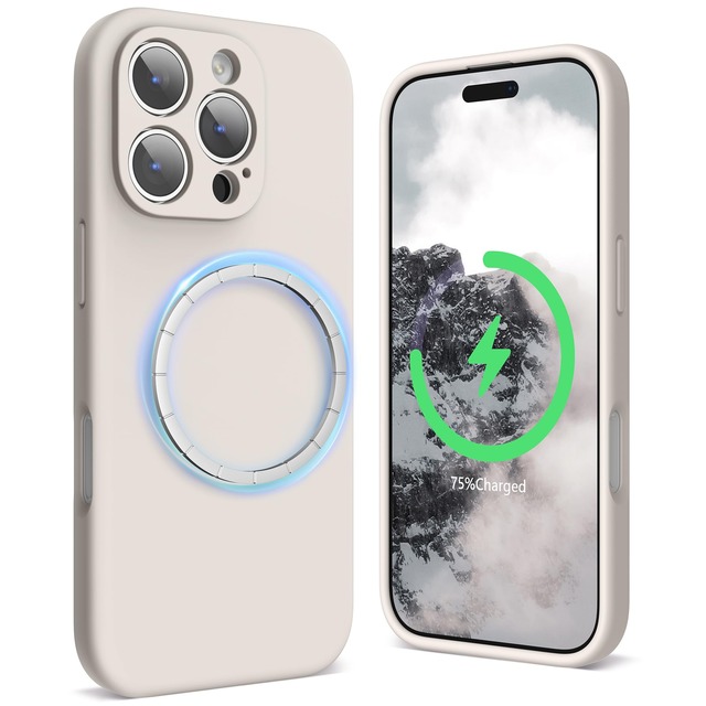SURPHY iPhone 16 pro max用ケース シリコン MagSafe対応,6.9インチ対応(2024) 携帯ケース iphone16 pro max (カメラの全面保護) マグネット搭載 iPhone16 pro max用ソフトカバー(ストーングレイ)