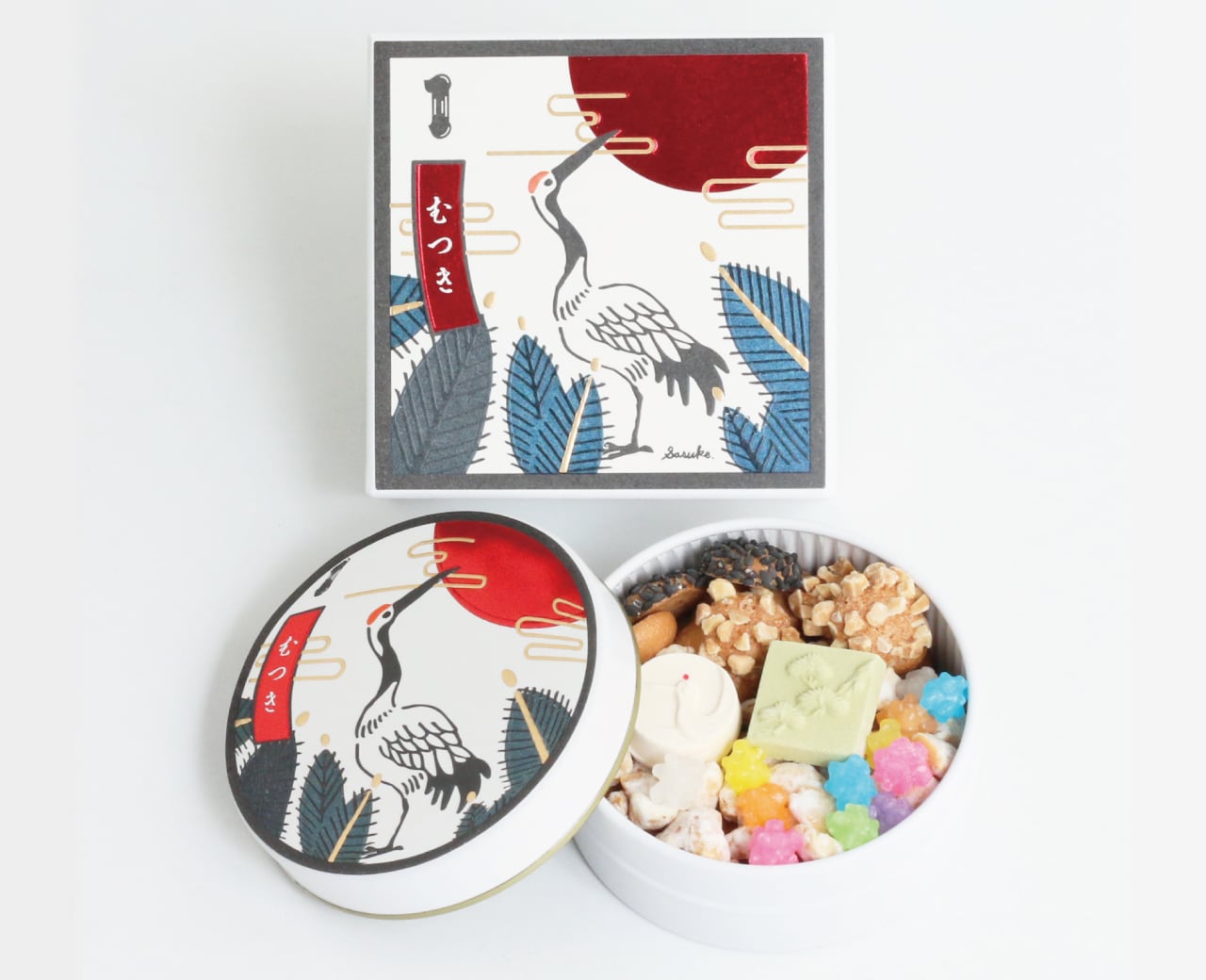 花あわせ】1月 松に鶴の吹き寄せ菓子［クリックポスト対応