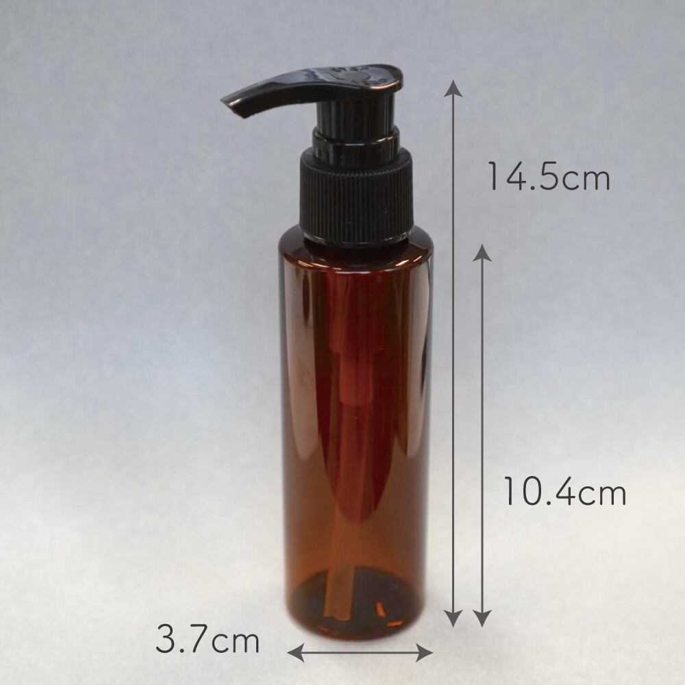 ロングノーズ ポンプ ボトル 】 100mL 1本 円柱 アンバー ブラウン